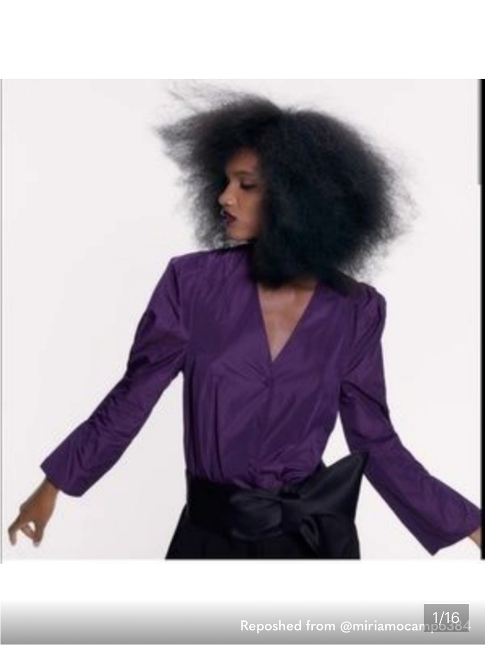Zara Purple V-Neck Long Sleeve Blouse
